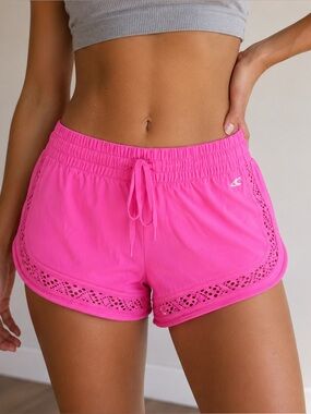 O'Neill Pink Athletic Or Swim Shorts with Curved Hem and Mesh Detailing